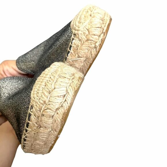 SOLUDOS Glitter Leather Slip-On Smoking Slippers Platform Espadrilles 7.5 - Picture 6 of 11